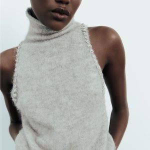 Zara sleeveless jewel knit sweater top